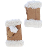 Slim Sheepskin Fur Leather Fingerless Glove Tan: GLITTENS