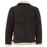 Men’s Real Leather Suede Loose Fit Jacket With Faux Fur Lining & Collar Brown: Snew