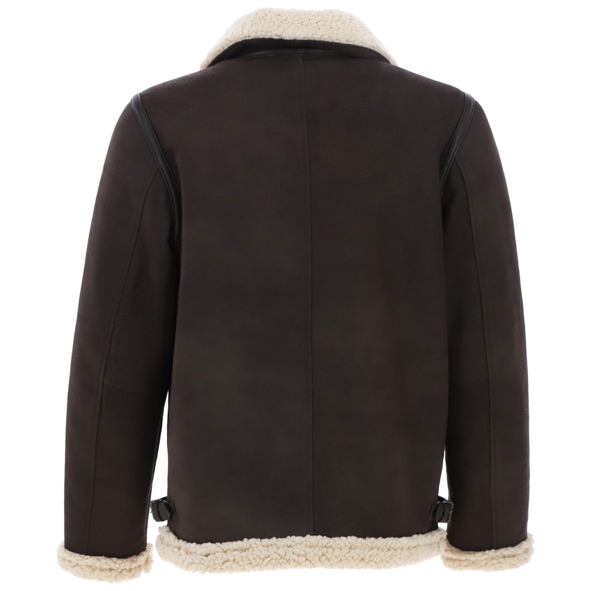 Men’s Real Leather Suede Loose Fit Jacket With Faux Fur Lining & Collar Brown: Snew
