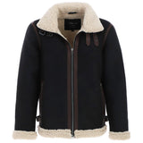 Men’s Real Leather Suede Loose Fit Jacket With Faux Fur Lining & Collar Black: Snew