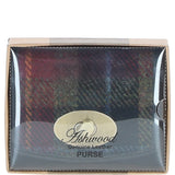 Elegant Ashwood Leather & Harris Tweed® Cloth Trifold Twist-Lock Purse Black/Green/Red: TW-10-07-BR