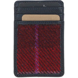 Ashwood Leather & Harris Tweed® Cloth Card Holder Navy/Pink: TW-15-06-NP
