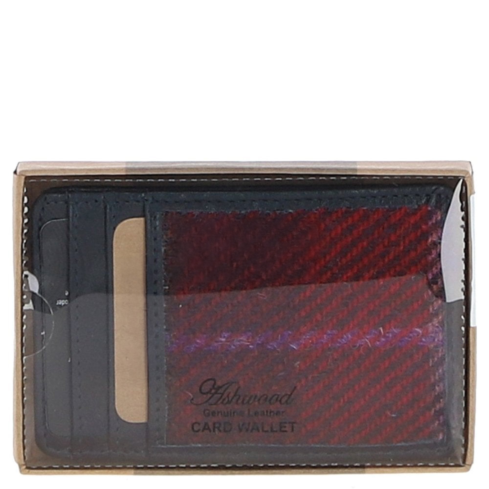 Ashwood Leather & Harris Tweed® Cloth Card Holder Navy/Pink: TW-15-06-NP