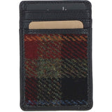 Ashwood Leather & Harris Tweed® Cloth Card Holder Black/Green/Red: TW-15-07-BR
