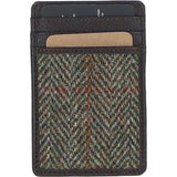 Ashwood Leather & Harris Tweed® Cloth Card Holder Brown/Green: TW-15-09-BG