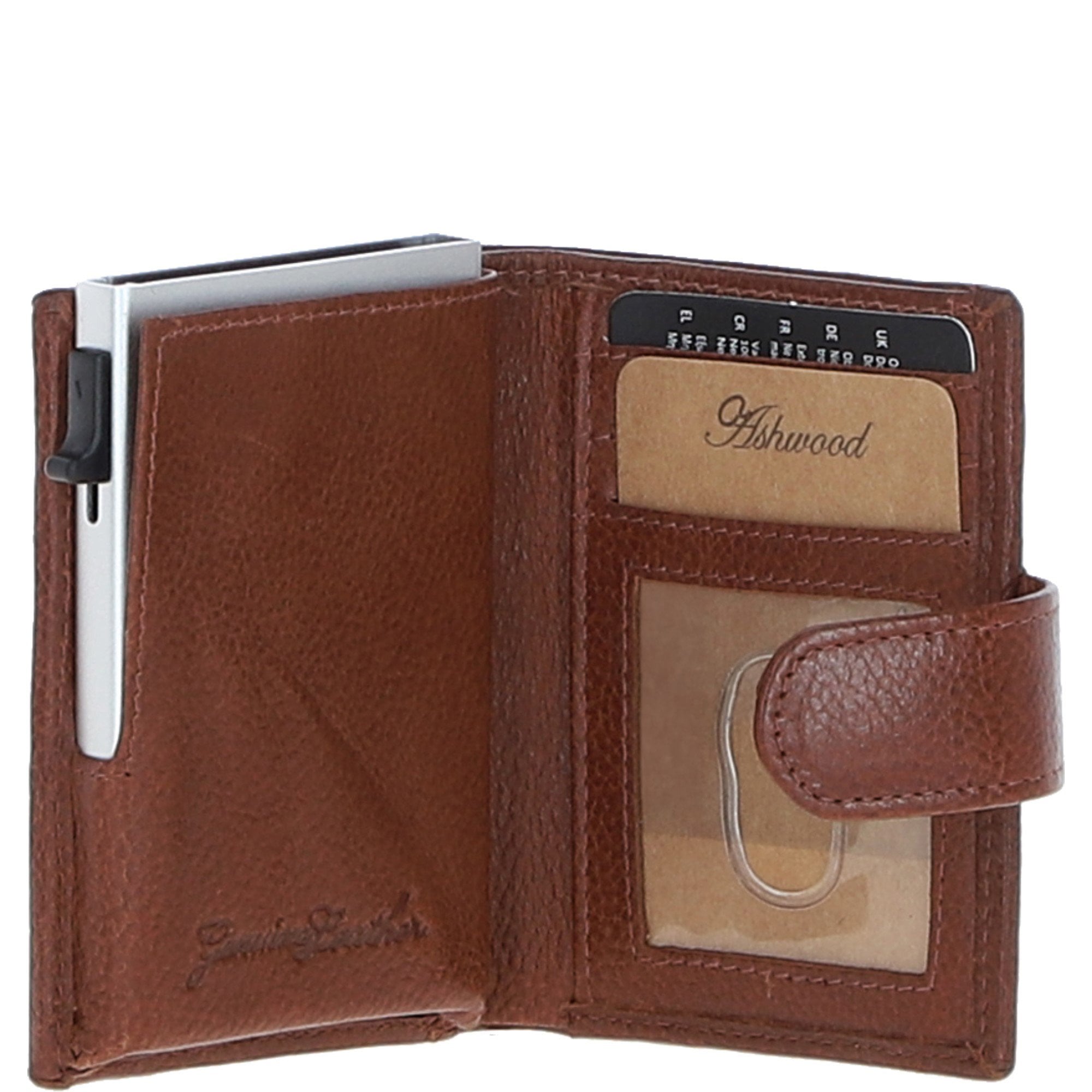 Ashwood Leather & Harris Tweed® Cloth RFID Secure Wallet Tan/Watch: TW-16-04-TW