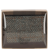 Versatile Ashwood Leather & Harris Tweed® Cloth RFID Secure Wallet Brown/Green: TW-17-09-BG
