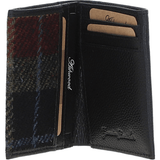 Versatile Ashwood Leather & Harris Tweed® Cloth RFID Secure Wallet Black/Green/Red: TW-17-07-BR