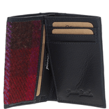 Versatile Ashwood Leather & Harris Tweed® Cloth RFID Secure Wallet Navy/Pink: TW-17-06-NP
