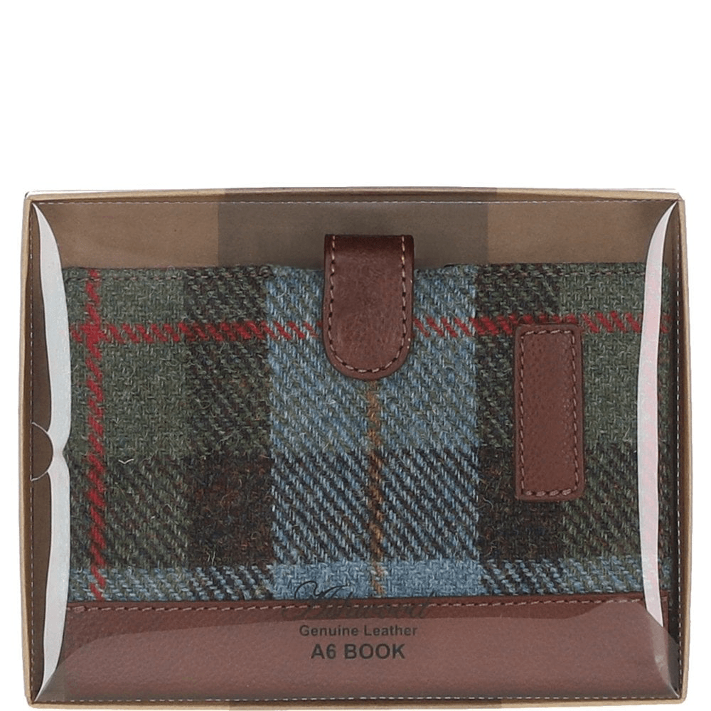 Ashwood Leather & Harris Tweed® Cloth A6 Notebook Tan/Mcload: TW-18-02-TM