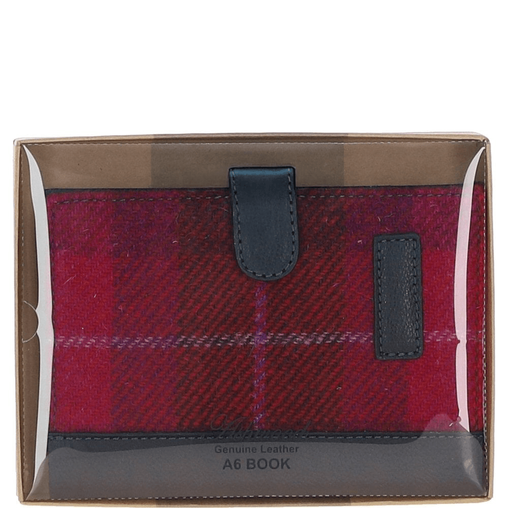 Ashwood Leather & Harris Tweed® Cloth A6 Notebook Navy/Pink: TW-18-06-NP
