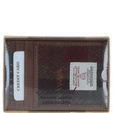 Ashwood Leather & Harris Tweed® Cloth Stylish Flat Card Holder Tan/Green/Red: TW-52-08-TR