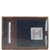 Ashwood Leather & Harris Tweed® Cloth Stylish Flat Card Holder Tan/Navy: TW-52-11-TN