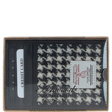 Ashwood Leather & Harris Tweed® Cloth Stylish Flat Card Holder Black/White: TW-52-12-BW