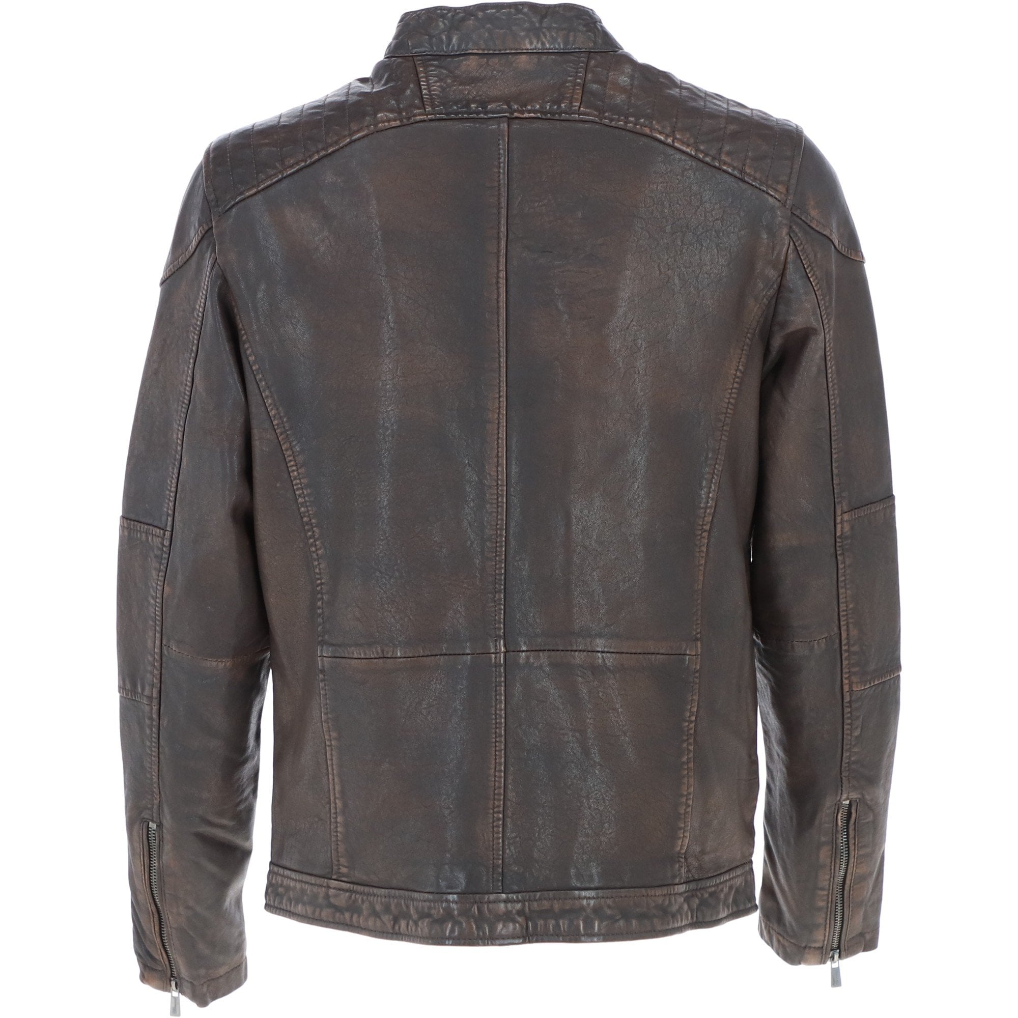 Mens Real Leather Biker Jacket Coffee/Brown: AWM-Lent
