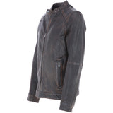 Ashwood Mens Leather Ruboff Biker Jacket Coffee/Brn: AMJ-3