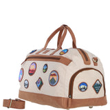 Fenland Heritage Canvas Travel Holdall with Adventure Patch's Tan/Cream: Fen-747