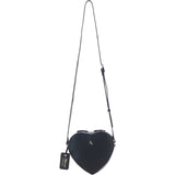 Heart-Shape Leather Crossbody Bag with Floral Lining Black: Y-70