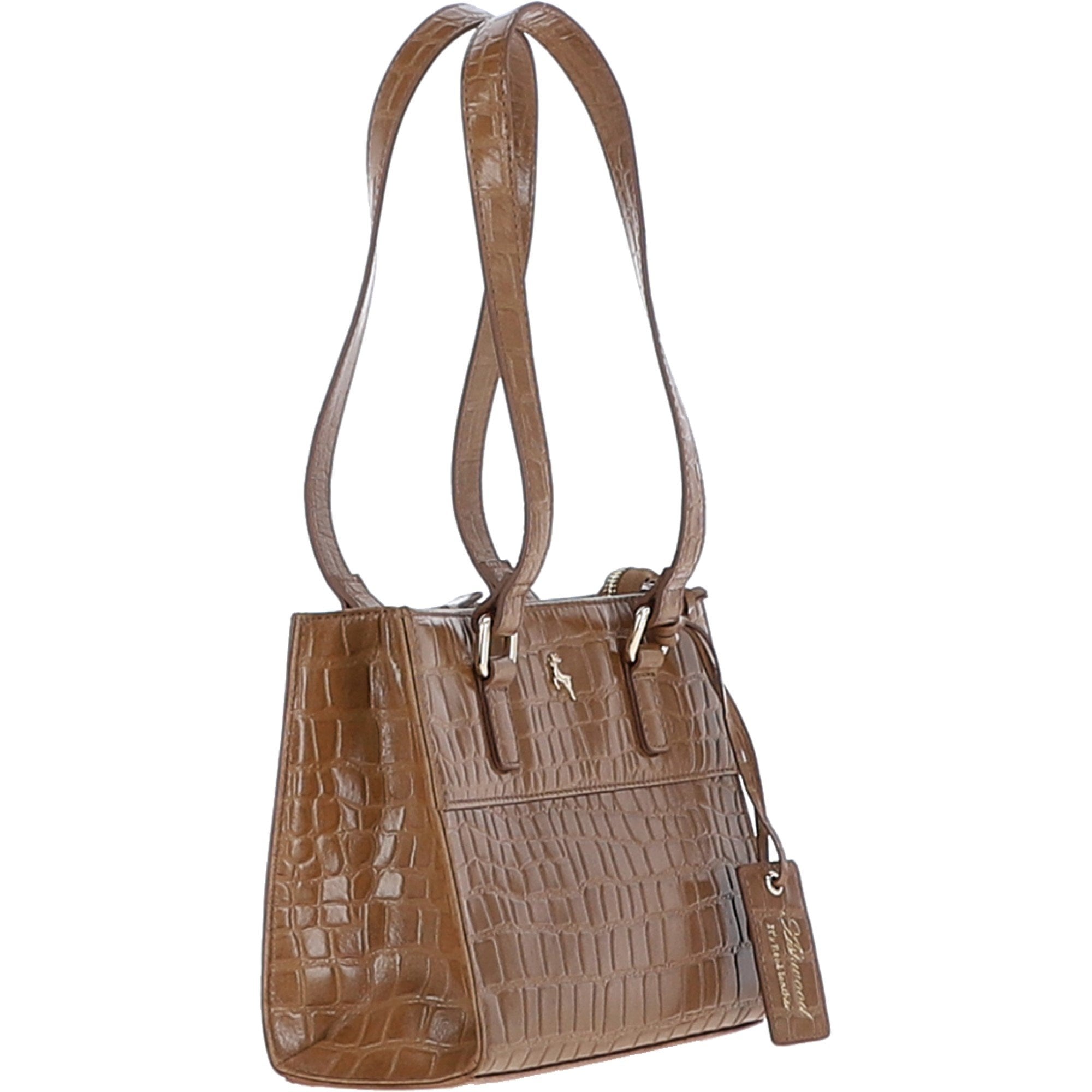 Women's Leather Shoulder Handbag Tan/croc: 63788