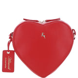 Heart-Shape Leather Crossbody Bag with Floral Lining Red: Y-70