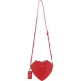Heart-Shape Leather Crossbody Bag with Floral Lining Red: Y-70
