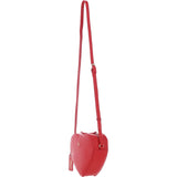 Heart-Shape Leather Crossbody Bag with Floral Lining Red: Y-70