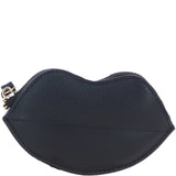 RFID Protected Lip-Shaped Leather Keyring Purse with Wrist Strap Black: Y-73