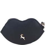 RFID Protected Lip-Shaped Leather Keyring Purse with Wrist Strap Black: Y-73