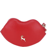 RFID Protected Lip-Shaped Leather Keyring Purse with Wrist Strap Red: Y-73