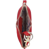 RFID Protected Lip-Shaped Leather Keyring Purse with Wrist Strap Red: Y-73
