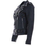 Ashwood Leather Women's Studded Biker Jacket Black: AWL-124 Stud