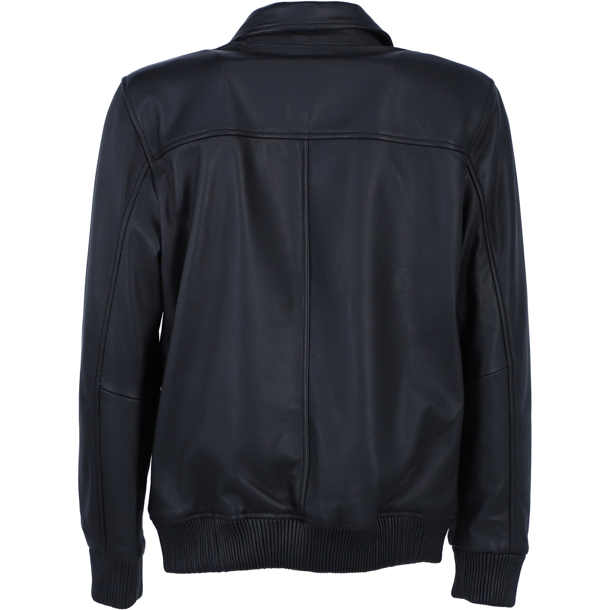 Men's Real Leather Bomber Jacket Black: AWM-Bomber
