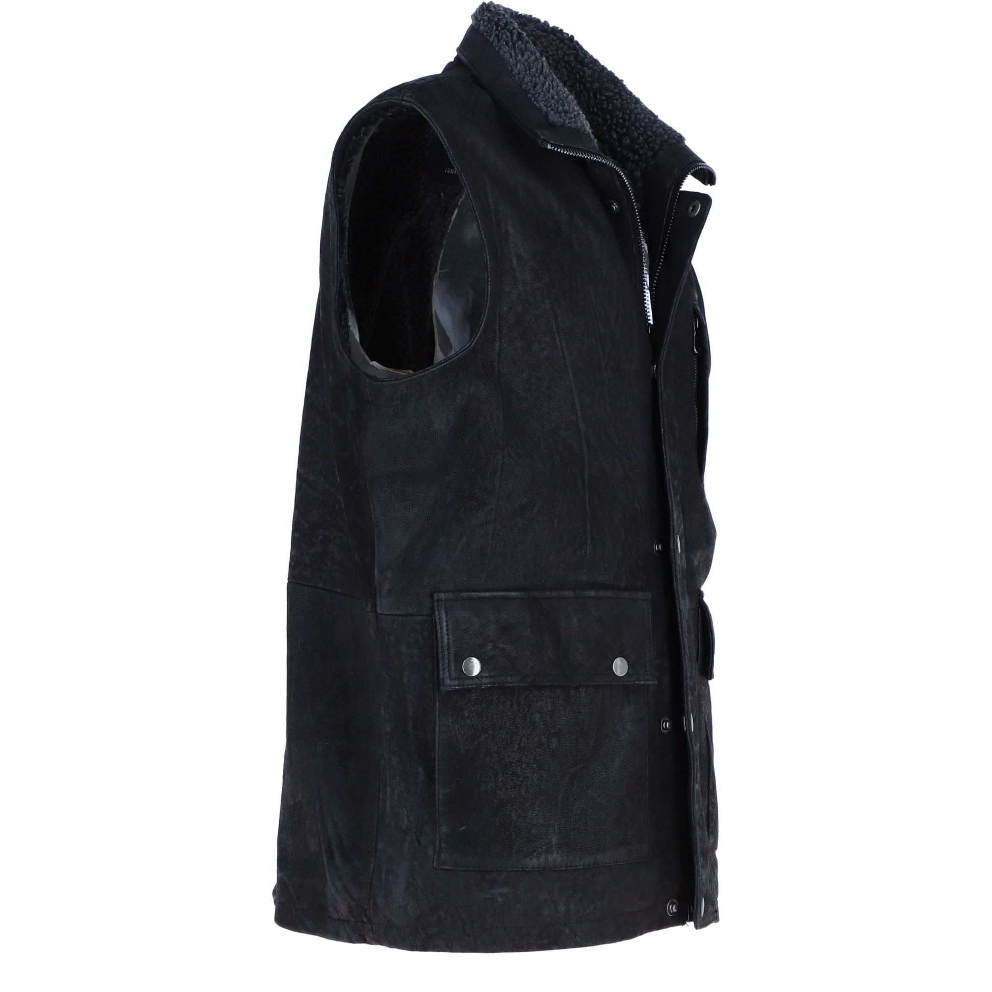 Ashwood Men's Leather Waistcoat Black/Black Snuff: LUCK