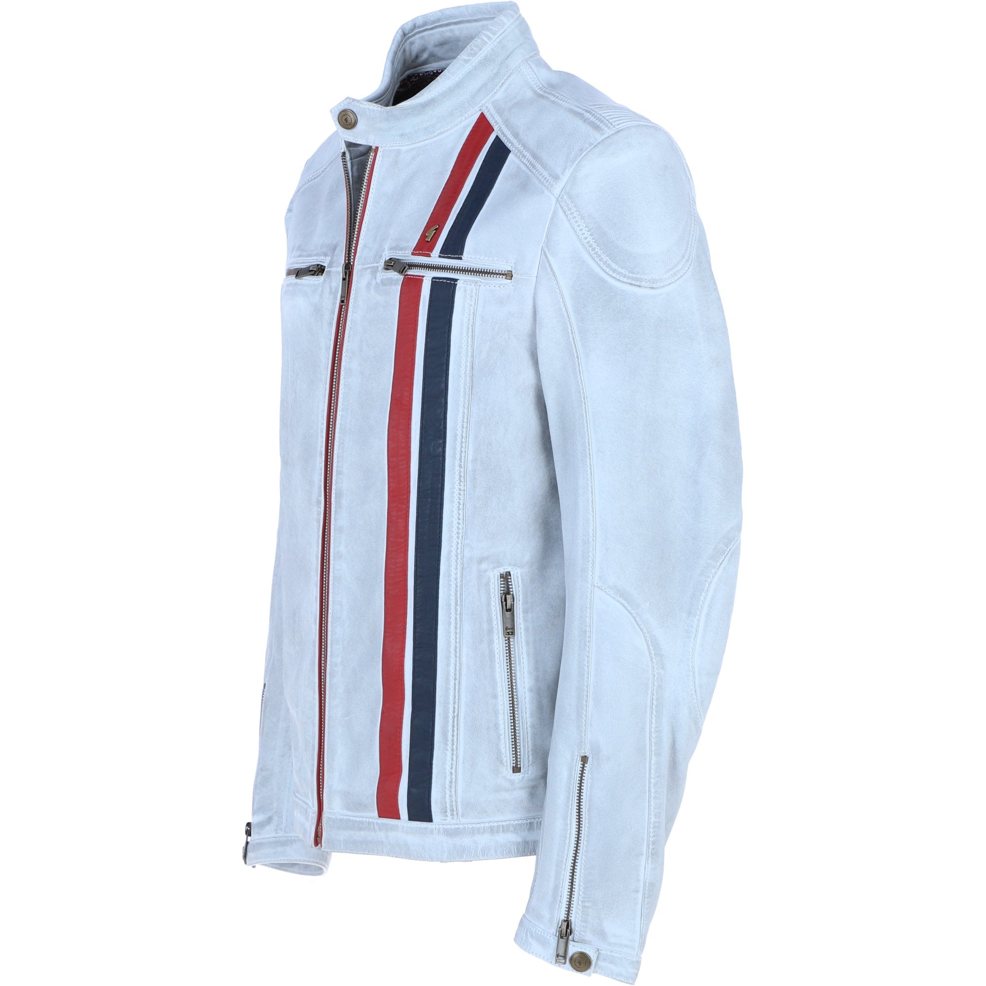 Gabicci Mens Leather Jacket White: GB McQueen