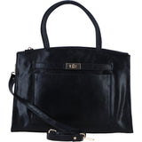 Ashwood Leather Structured Handbag with Detachable Strap and Multiple Compartments in Black: C-76