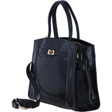 Ashwood Leather Structured Handbag with Detachable Strap and Multiple Compartments in Black: C-76