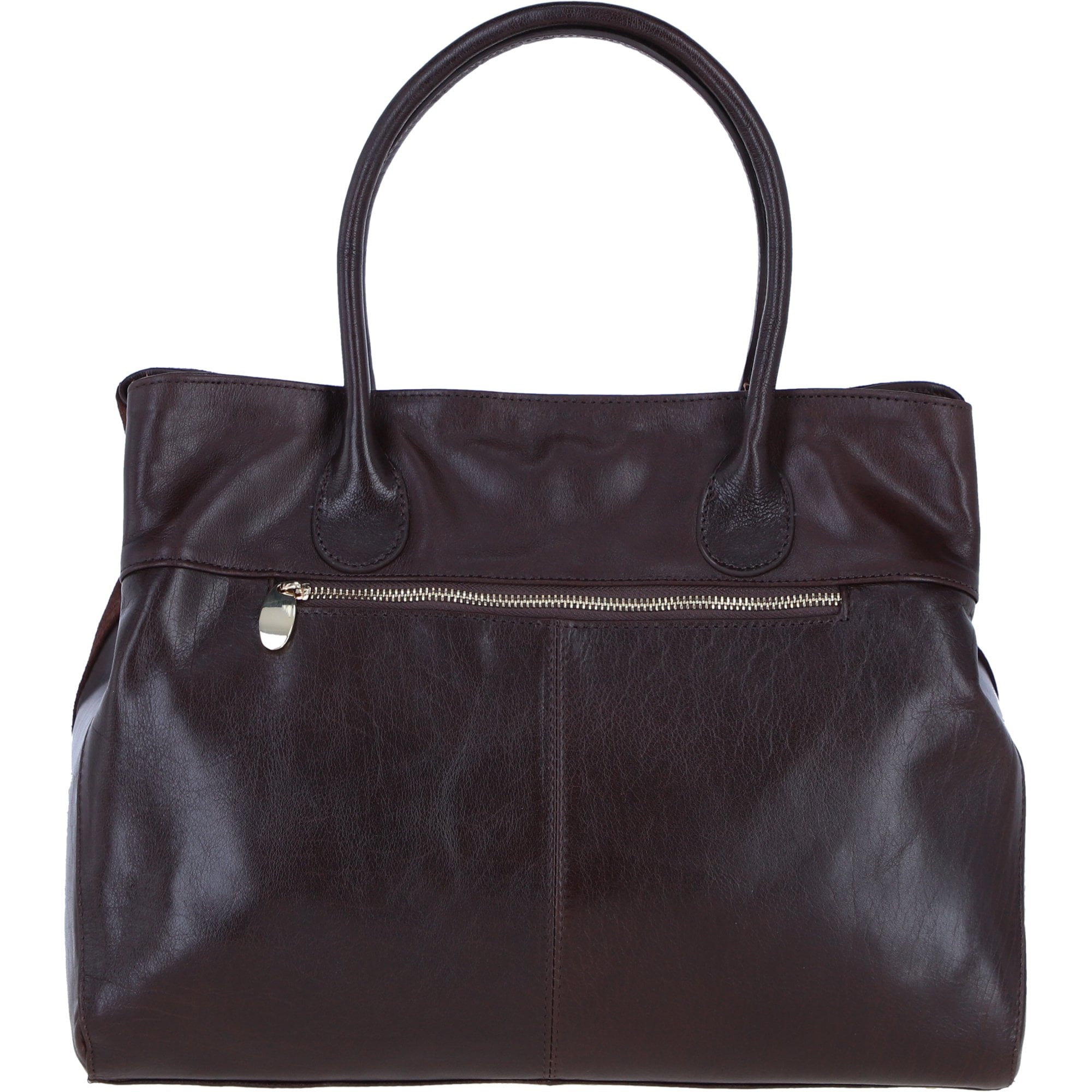 Ashwood Leather and Suede Large Handbag with Detachable Strap in Brown: S-55