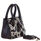 Ashwood Leather Hair-on-Hide Ladies Handbag with Detachable Crossbody Strap in Brown: H-54
