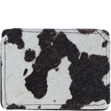 Ashwood Leather Hair-on-Hide Card Holder Wallet with Stud Fastening in Brown: H-59