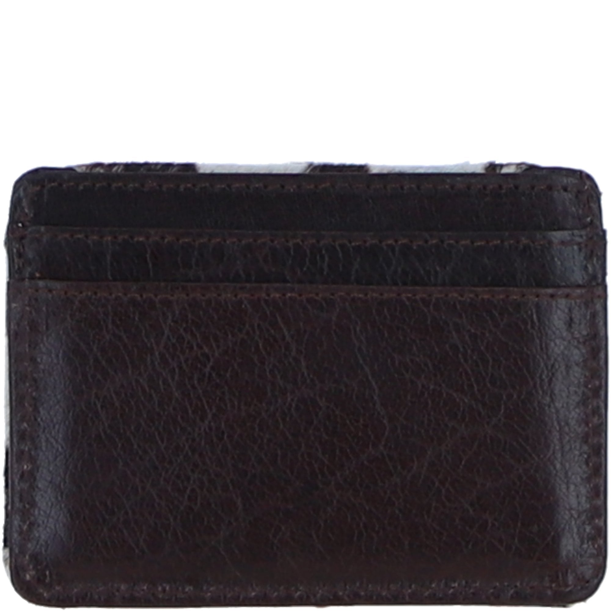 Ashwood Leather Hair-on-Hide Card Holder Wallet with Stud Fastening in Brown: H-59