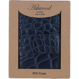 Ladies Ashwood Leather RFID Protected Purse in Navy: C-70