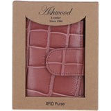Ladies Ashwood Leather RFID Protected Purse in Rosa: C-70