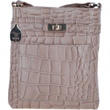 Ashwood Leather Crossbody Bag with Adjustable Strap in Mushroom/Croc: C-71