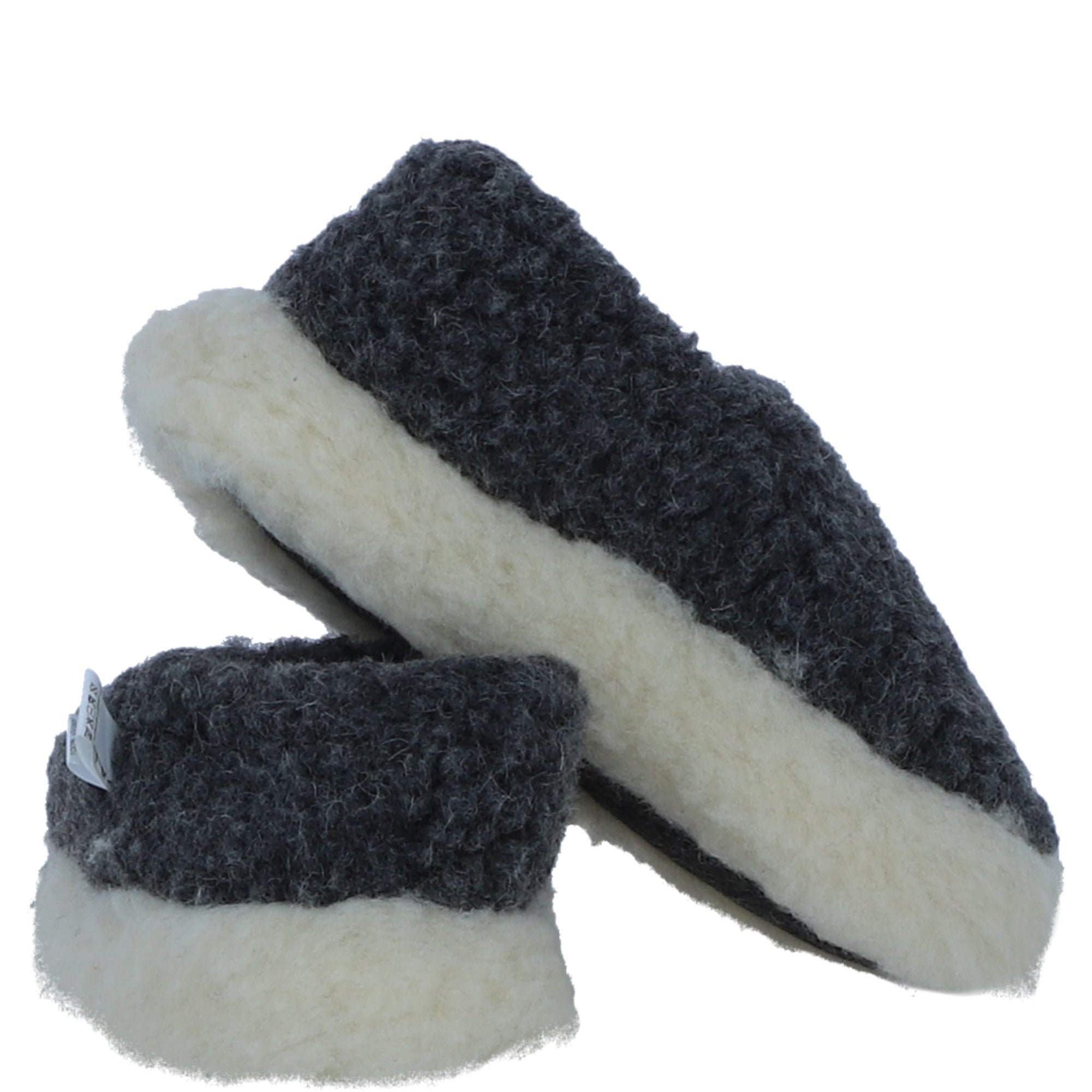 Soft and Cosy Full Woollen Unisex Indoor Slippers in Graphite: Pantofole