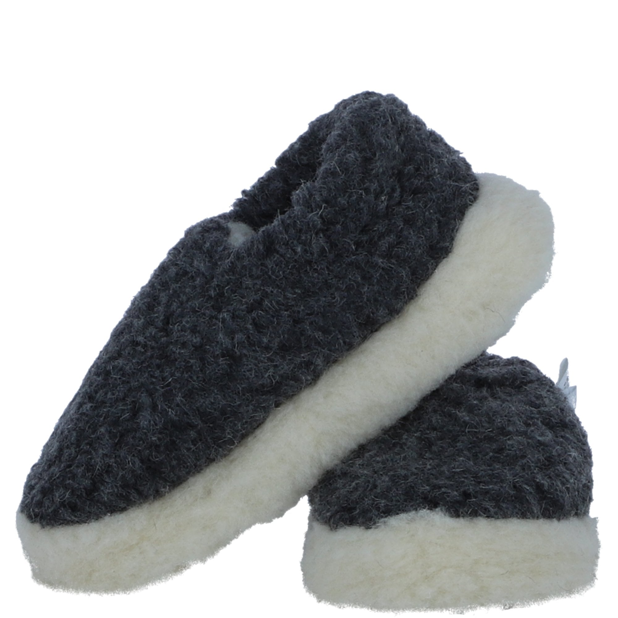 Soft and Cosy Full Woollen Unisex Indoor Slippers in Graphite: Pantofole