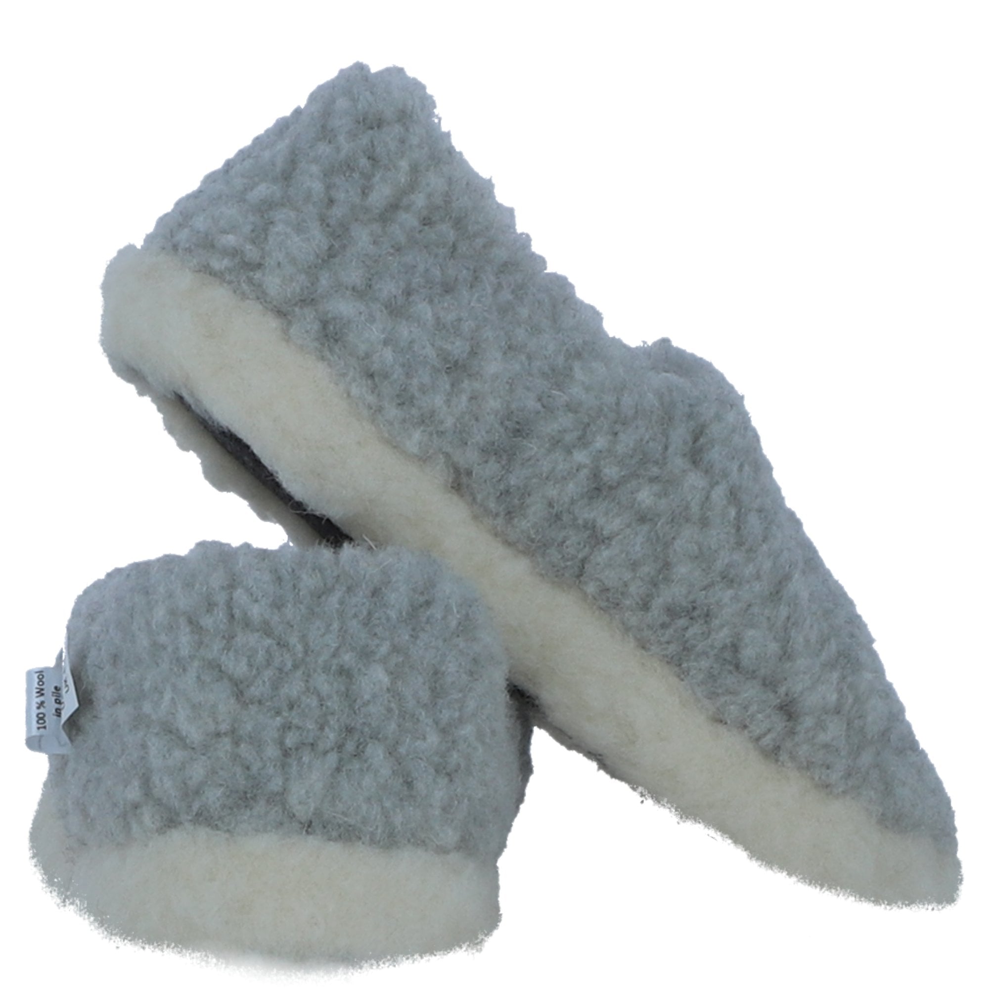 Soft and Cosy Full Woollen Unisex Indoor Slippers in Lt Grey: Pantofole