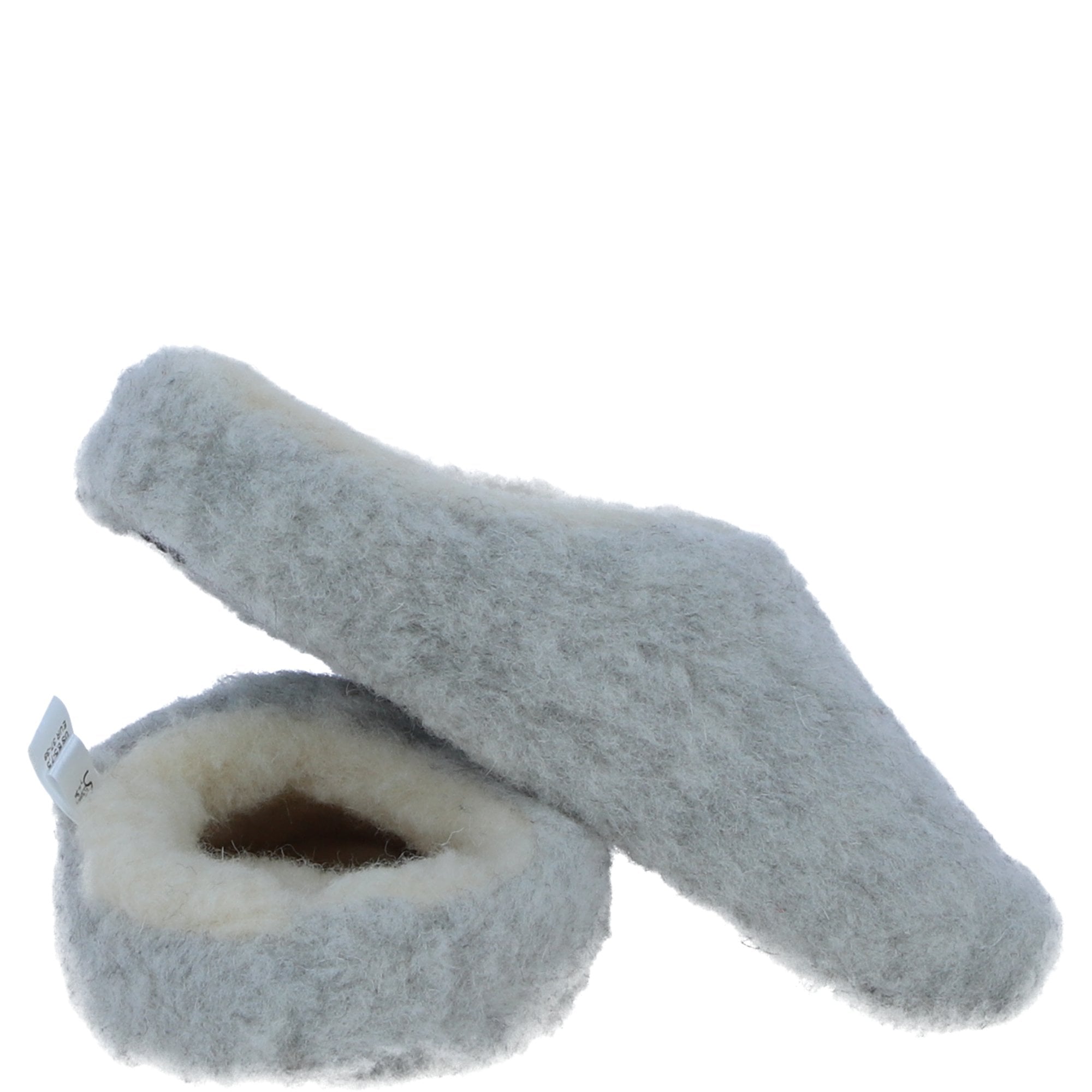 Cosy Full Woollen Slip-In Carpet Slippers in Lt Gray: Gondolier Slippers