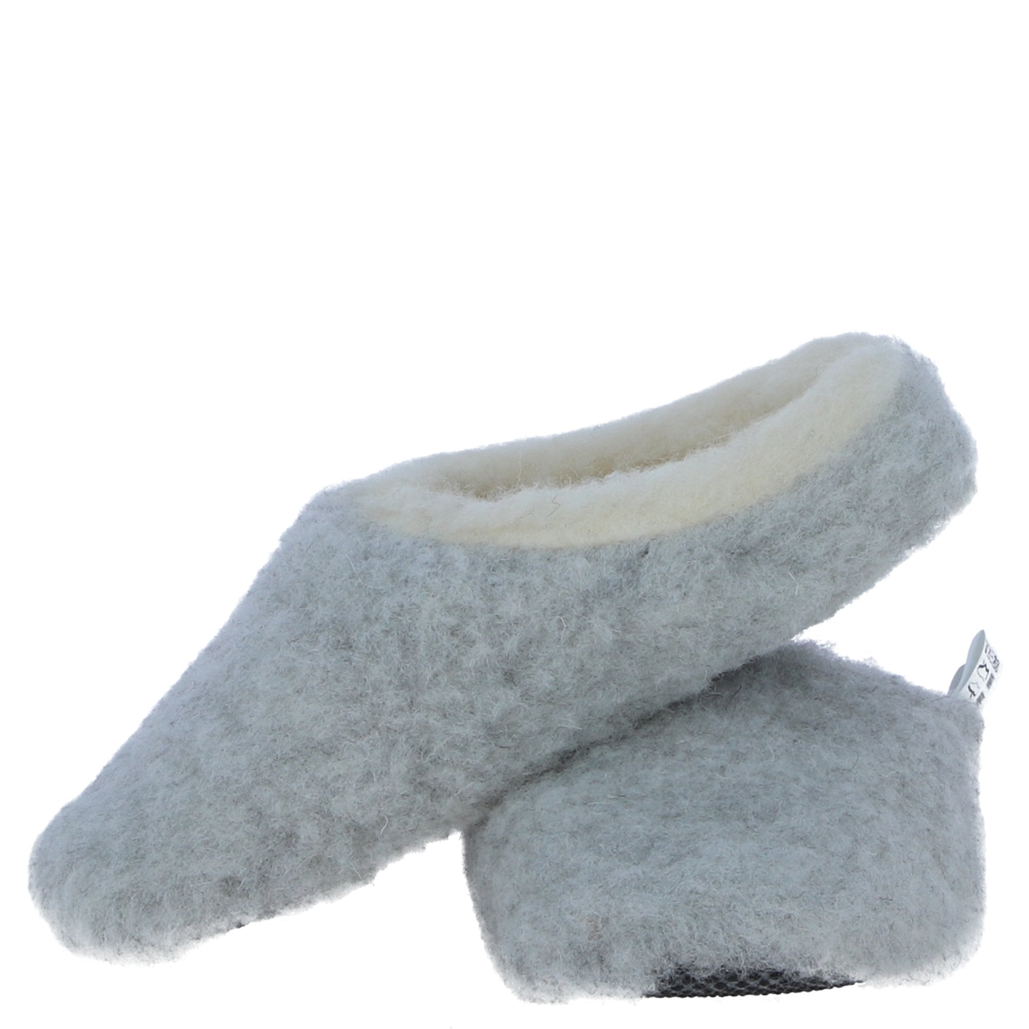 Cosy Full Woollen Slip-In Carpet Slippers in Lt Gray: Gondolier Slippers