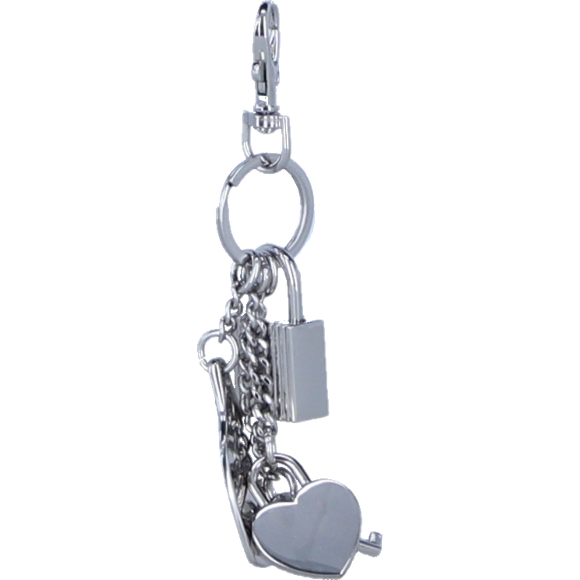 Ashwood Leather's 40th Anniversary Metallic Padlock Keychain in Nickel: CH-1