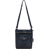 Ashwood Leather Flat Crossbody Bag with Adjustable Leather Strap in Black: CB-10